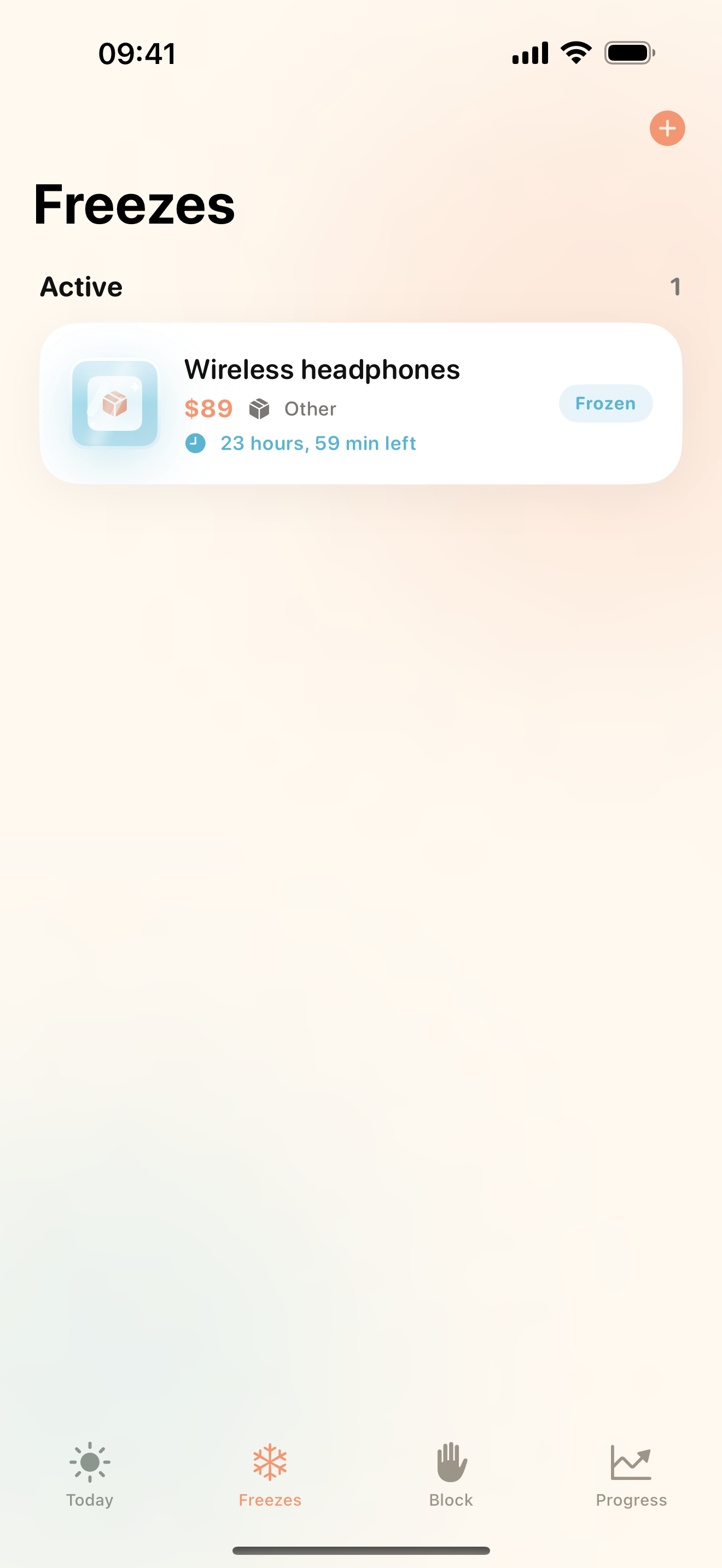 ColdCart freezes list with a live cooldown countdown